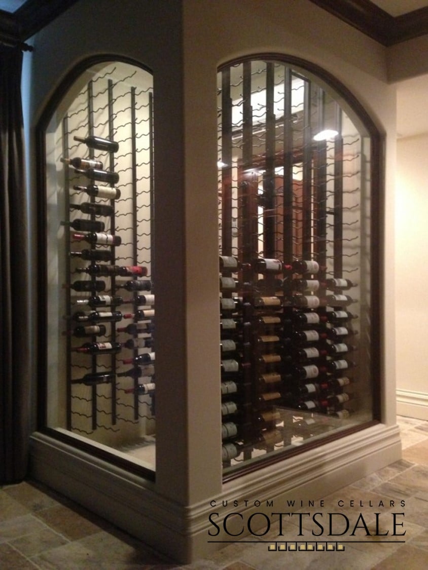 Contemporary Wine Displays with Sleek Metal Custom Wine Racks by Scottsdale Master Builders 