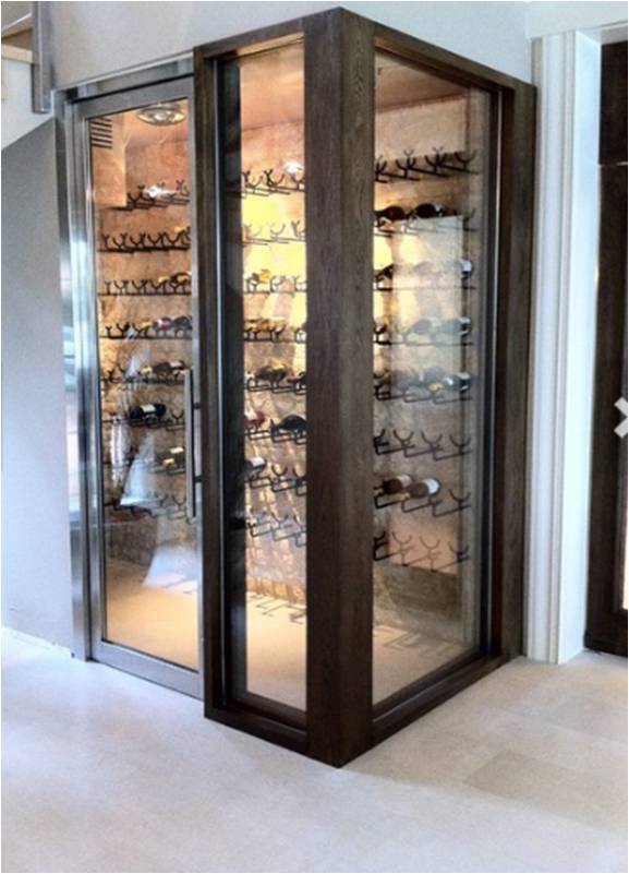 Contemporary Custom Wine Cellar in Arizona with Glass Door