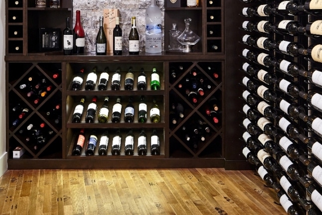Elegant Wine Barrel Flooring Created for a Custom Wine Cellar in Phoenix