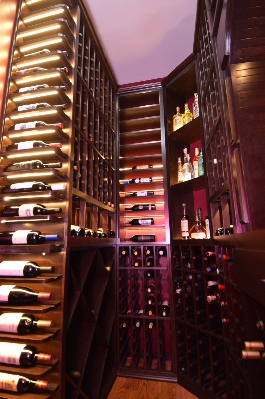 Custom Home Wine Cellar with Wood Wine Racks