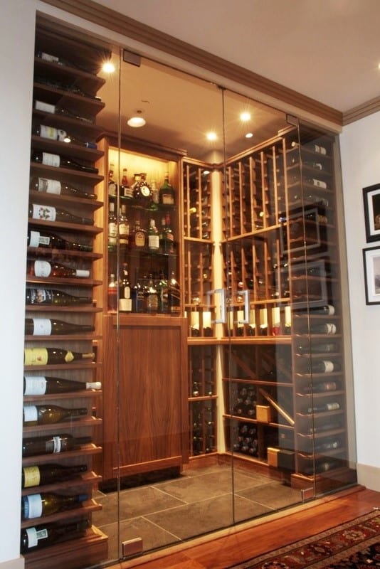 Glass Wine Cellar Design Ideas Built in a Small Space by Scottsdale Builders