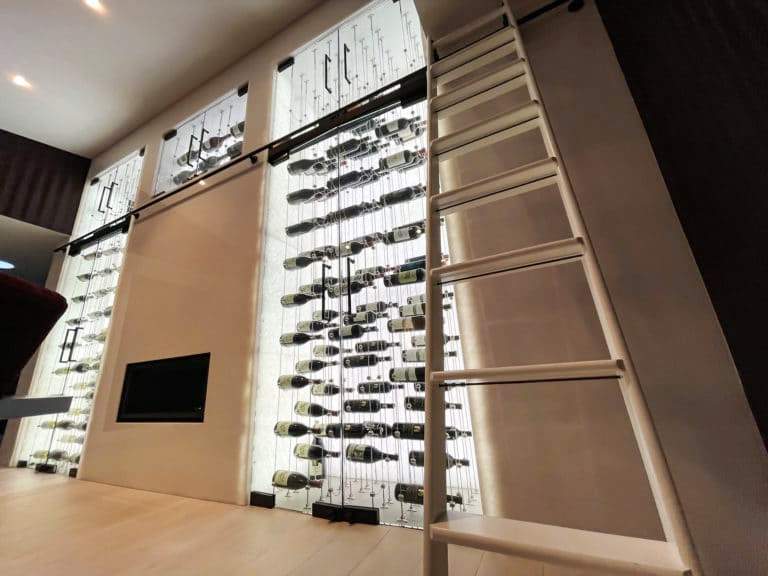 Modern Glass Wine Cellars with Beautiful Lighting