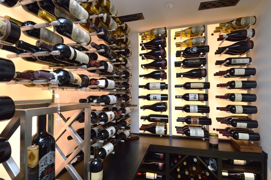 Glass Wine Cellars with Modern Wine Racks