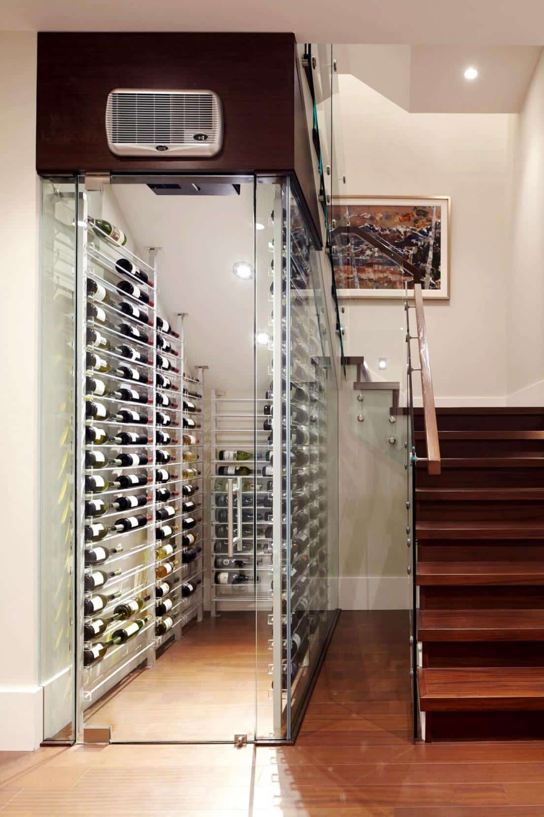 Modern Glass Wine Cellars Under the Stairs Add a Luxurious Feature to Homes and Commercial Establishments