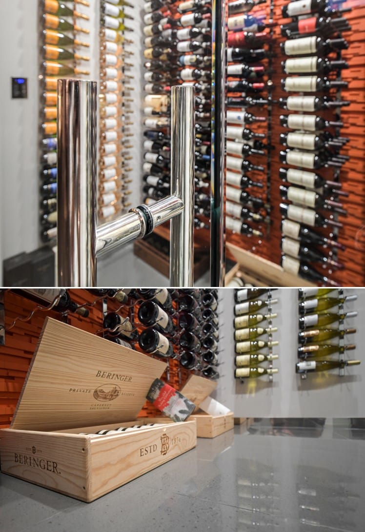 Modern Wine Cellar with Impressive Lighting and Metal Wine Racks